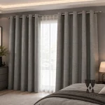 پرده آماده هازان خاکستری با طراحی ساده و مناسب دکوراسیون منزل